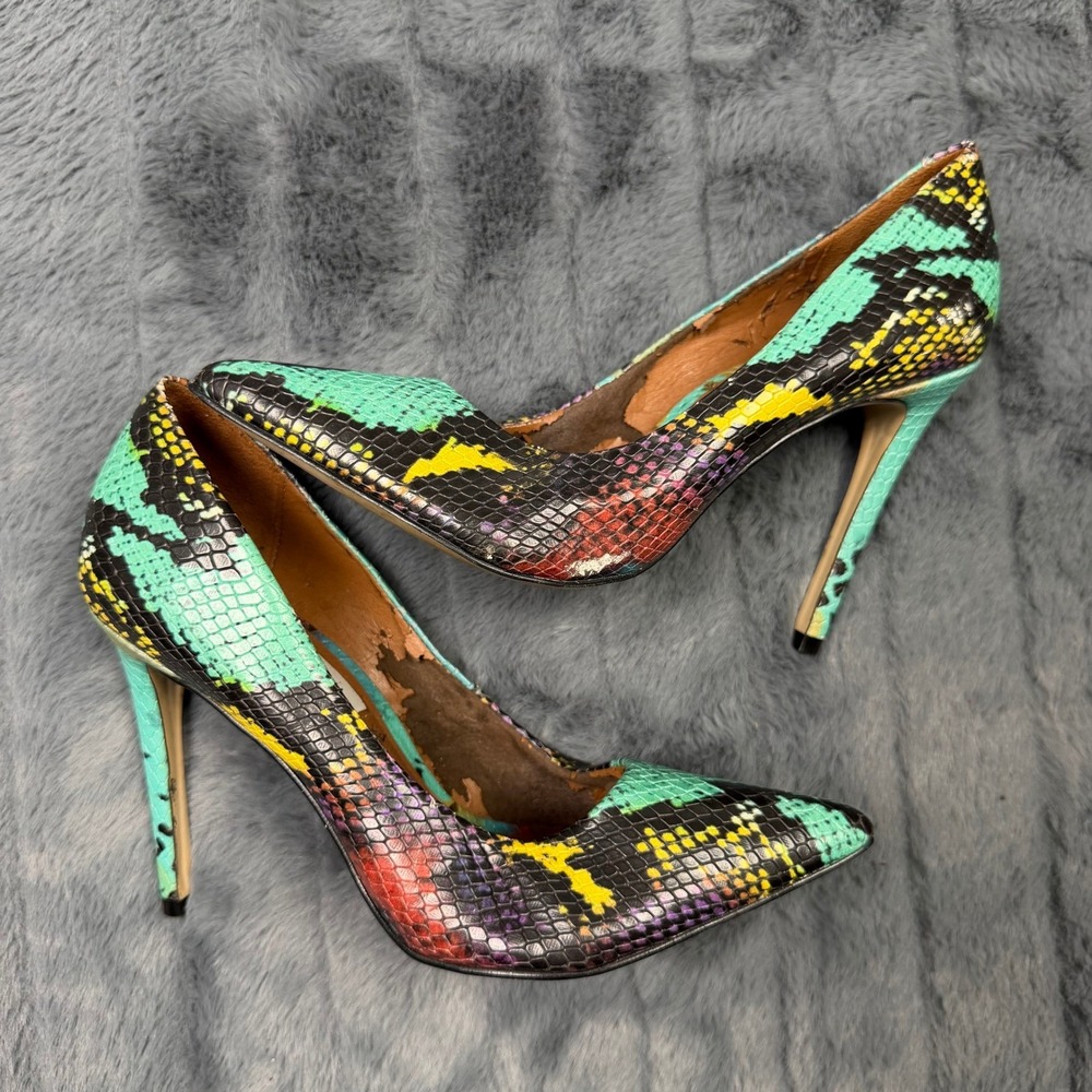 Steve Madden Womens 6M Snakeskin Pumps Multi Color Pointed Toe Stiletto Heels